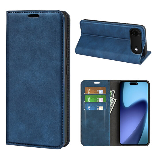iPhone Air Hoesje - MobyDefend Luxe Wallet Bookcase (Magnetische Sluiting) - Blauw