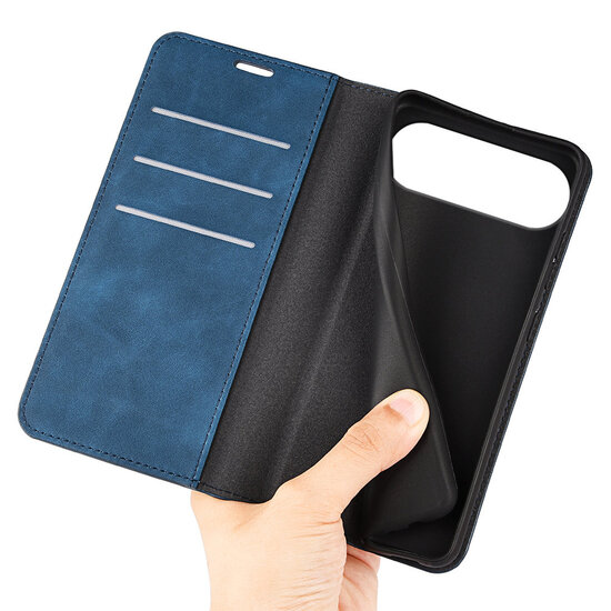 iPhone Air Hoesje - MobyDefend Luxe Wallet Bookcase (Magnetische Sluiting) - Blauw