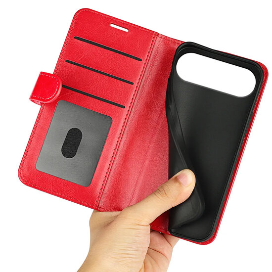 iPhone Air Hoesje - MobyDefend Wallet Book Case (Sluiting Achterkant) - Rood