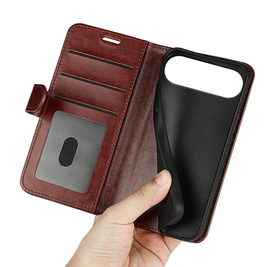 iPhone Air Hoesje - MobyDefend Wallet Book Case (Sluiting Achterkant) - Bruin