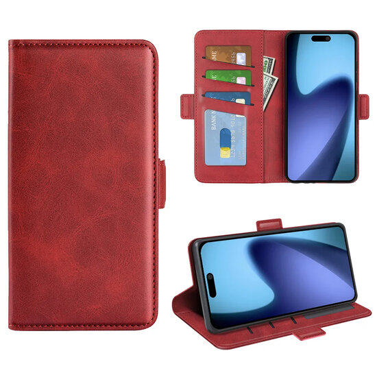 iPhone Air Hoesje - MobyDefend Luxe Wallet Book Case (Sluiting Zijkant) - Rood
