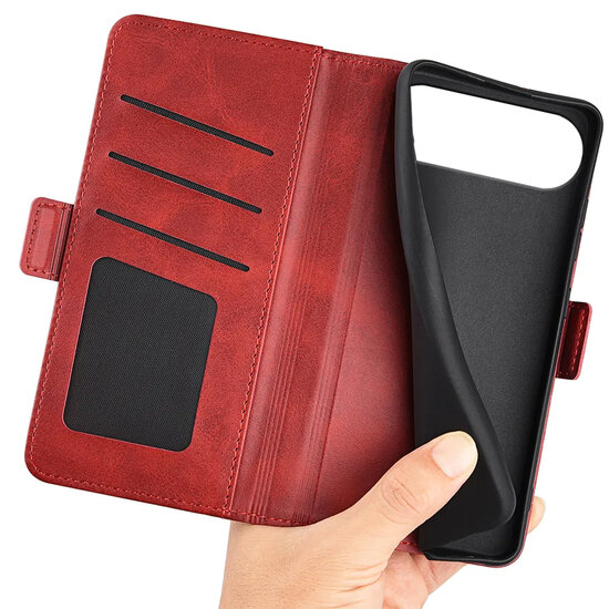 iPhone Air Hoesje - MobyDefend Luxe Wallet Book Case (Sluiting Zijkant) - Rood