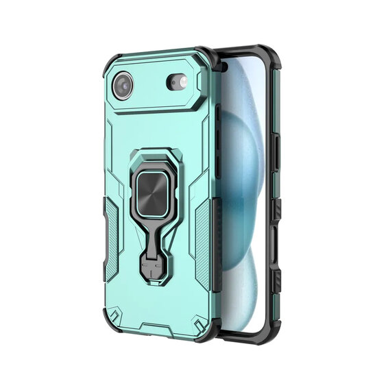 iPhone Air Hoesje - MobyDefend Dubbelgelaagde Pantsercase Met Standaard - Turquoise