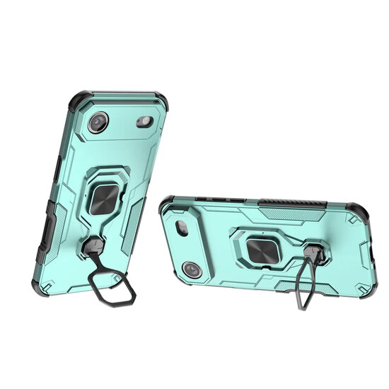 iPhone Air Hoesje - MobyDefend Dubbelgelaagde Pantsercase Met Standaard - Turquoise