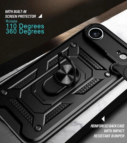 iPhone Air Hoesje - MobyDefend Pantsercase Met Draaibare Ring - Goud