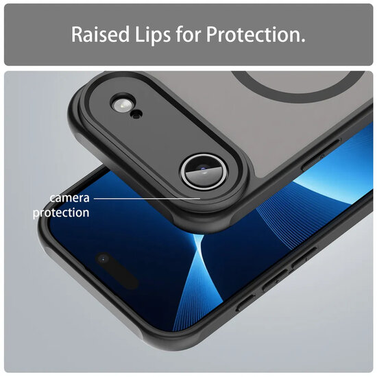 iPhone Air Hoesje - MobyDefend MagSafe Case Mat Transparant Met Gekleurde Rand - Zwart