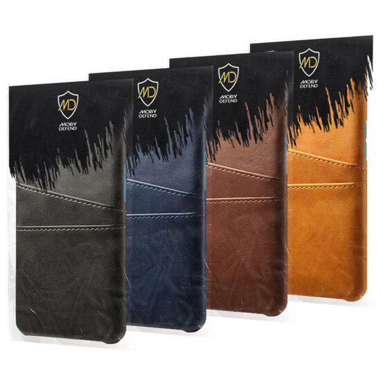 iPhone Air Hoesje - MobyDefend Lederen Backcover Met Vakjes Voor Pasjes - Zwart