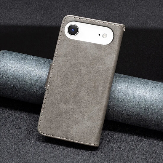 iPhone Air Hoesje - MobyDefend Wallet Book Case Met Koord - Grijs
