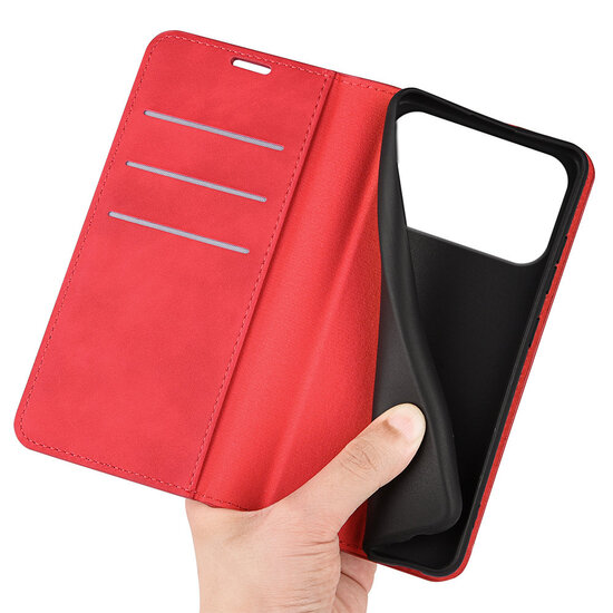 iPhone 17 Pro Max Hoesje - MobyDefend Luxe Wallet Bookcase (Magnetische Sluiting) - Rood