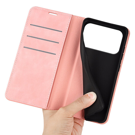 iPhone 17 Pro Max Hoesje - MobyDefend Luxe Wallet Bookcase (Magnetische Sluiting) - Roze