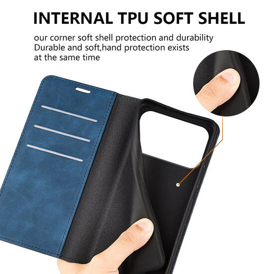 iPhone 17 Pro Max Hoesje - MobyDefend Luxe Wallet Bookcase (Magnetische Sluiting) - Blauw