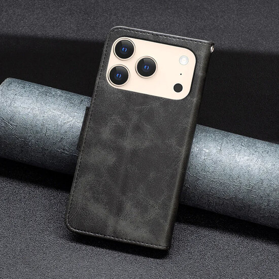 iPhone 17 Pro Max Hoesje - MobyDefend Wallet Book Case Met Koord - Zwart