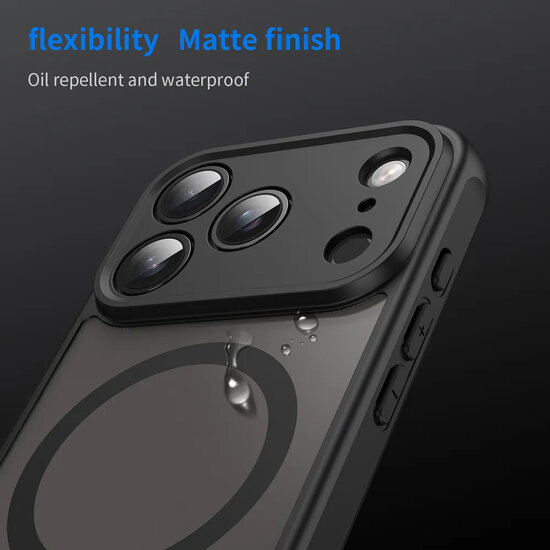 iPhone 17 Pro Hoesje - MobyDefend MagSafe Case Mat Transparant Met Gekleurde Rand - Zwart