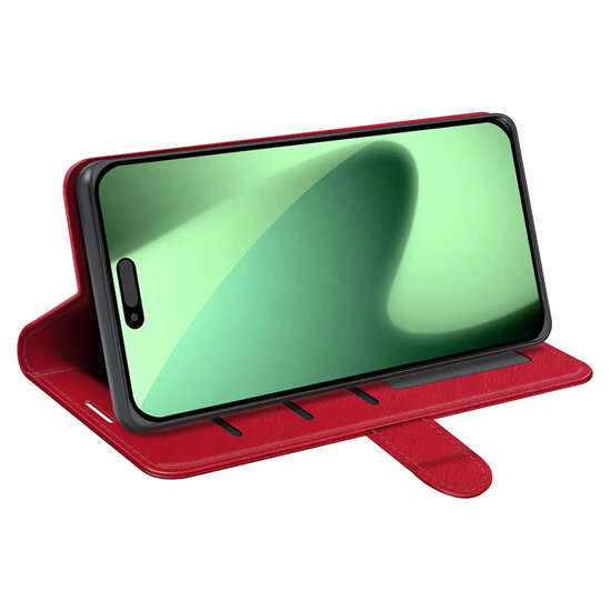 iPhone 17 Pro Hoesje - MobyDefend Wallet Book Case (Sluiting Achterkant) - Rood
