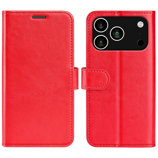 iPhone 17 Pro Hoesje - MobyDefend Wallet Book Case (Sluiting Achterkant) - Rood