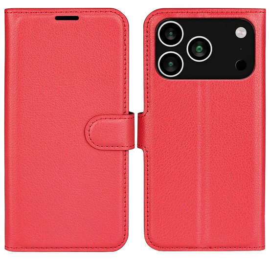 iPhone 17 Pro Hoesje - MobyDefend Kunstleren Wallet Book Case (Sluiting Voorkant) - Rood