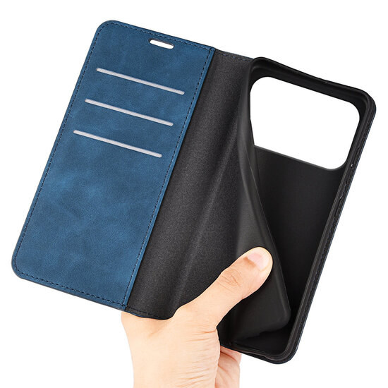 iPhone 17 Pro Hoesje - MobyDefend Luxe Wallet Bookcase (Magnetische Sluiting) - Blauw