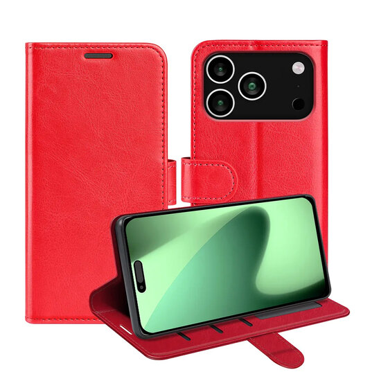 iPhone 17 Pro Max Hoesje - MobyDefend Wallet Book Case (Sluiting Achterkant) - Rood