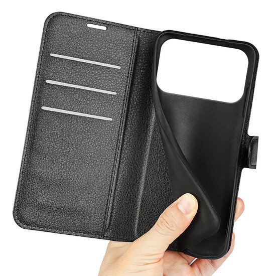 iPhone 17 Pro Max Hoesje - MobyDefend Kunstleren Wallet Book Case (Sluiting Voorkant) - Zwart