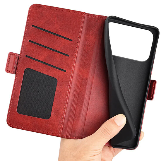 iPhone 17 Pro Max Hoesje - MobyDefend Luxe Wallet Book Case (Sluiting Zijkant) - Rood