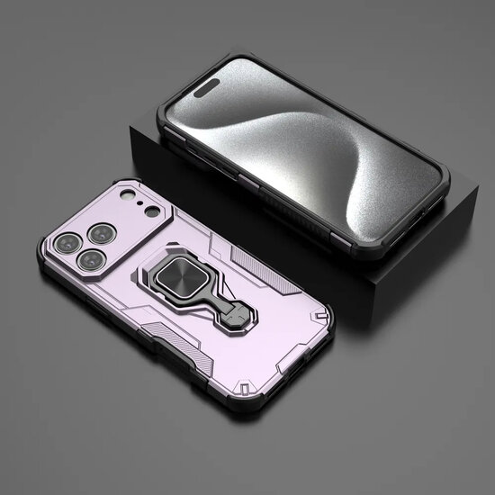 iPhone 17 Pro Max Hoesje - MobyDefend Dubbelgelaagde Pantsercase Met Standaard - Roze