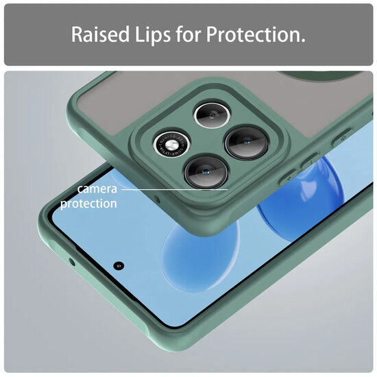 Motorola Moto G86 Hoesje - MobyDefend MagSafe Case Mat Transparant Met Gekleurde Rand - Groen