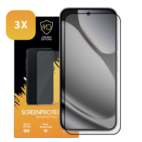 3-Pack Google Pixel 10 Pro XL Screenprotectors - MobyDefend Screensavers Met Zwarte Randen - Gehard Glas 