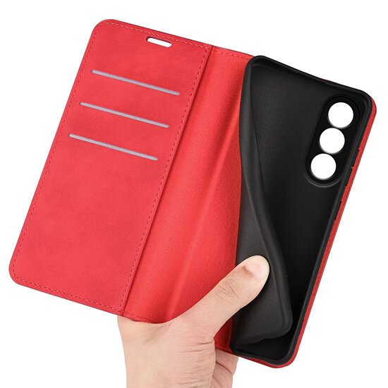 OnePlus Nord 5 Hoesje - MobyDefend Luxe Wallet Bookcase (Magnetische Sluiting) - Rood