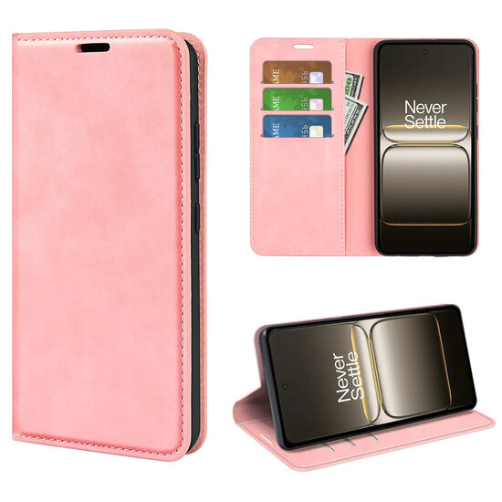 OnePlus Nord 5 Hoesje - MobyDefend Luxe Wallet Bookcase (Magnetische Sluiting) - Roze