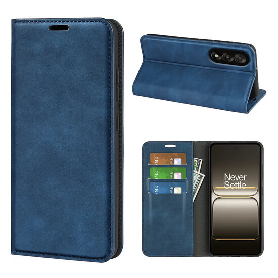 OnePlus Nord 5 Hoesje - MobyDefend Luxe Wallet Bookcase (Magnetische Sluiting) - Blauw