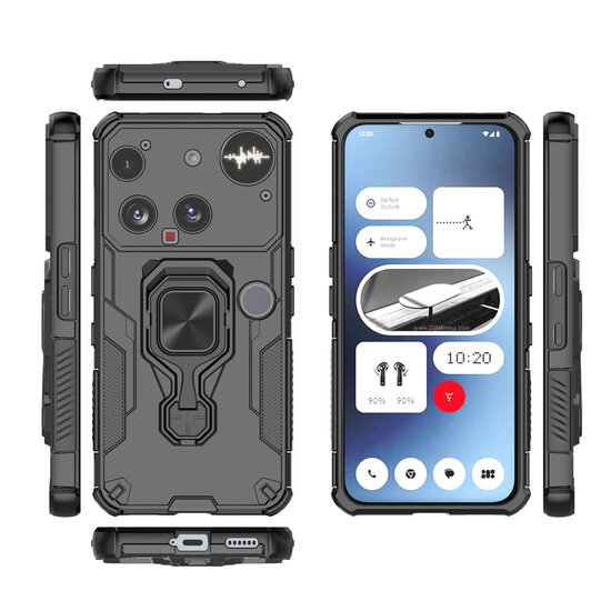 Nothing Phone (3) Hoesje - MobyDefend Dubbelgelaagde Pantsercase Met Standaard - Zwart