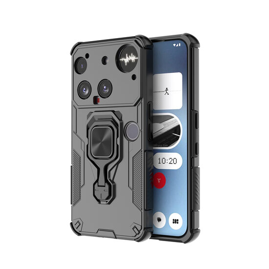 Nothing Phone (3) Hoesje - MobyDefend Dubbelgelaagde Pantsercase Met Standaard - Zwart