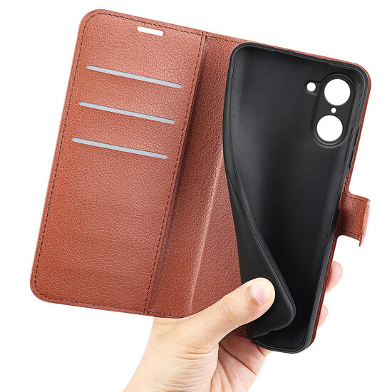 OnePlus Nord CE 5 Hoesje - MobyDefend Kunstleren Wallet Book Case (Sluiting Voorkant) - Bruin