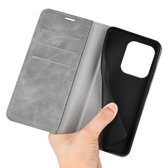 Xiaomi Redmi 15C 5G Hoesje - MobyDefend Luxe Wallet Bookcase (Magnetische Sluiting) - Grijs