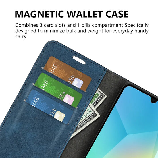Samsung Galaxy A17 / A18 Hoesje - MobyDefend Luxe Wallet Bookcase (Magnetische Sluiting) - Blauw