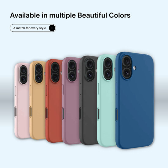 iPhone 16 Hoesje - MobyDefend Matte Siliconen Backcover - Blauw