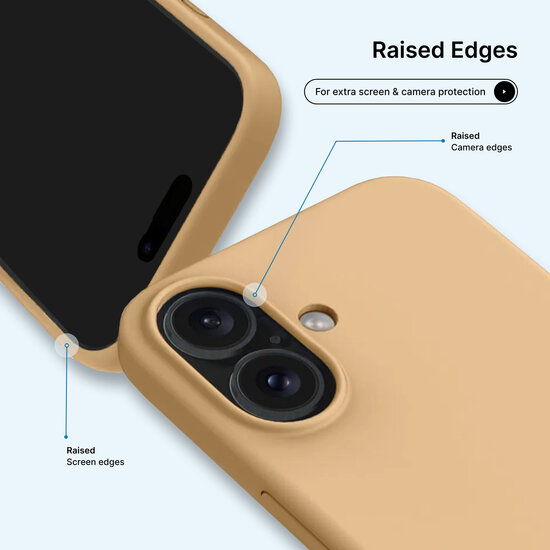iPhone 16 Hoesje - MobyDefend Matte Siliconen Backcover - Licht Oker