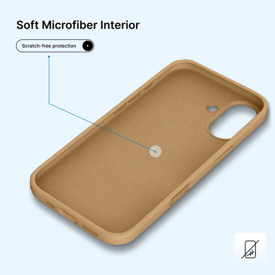 iPhone 16 Hoesje - MobyDefend Matte Siliconen Backcover - Licht Oker