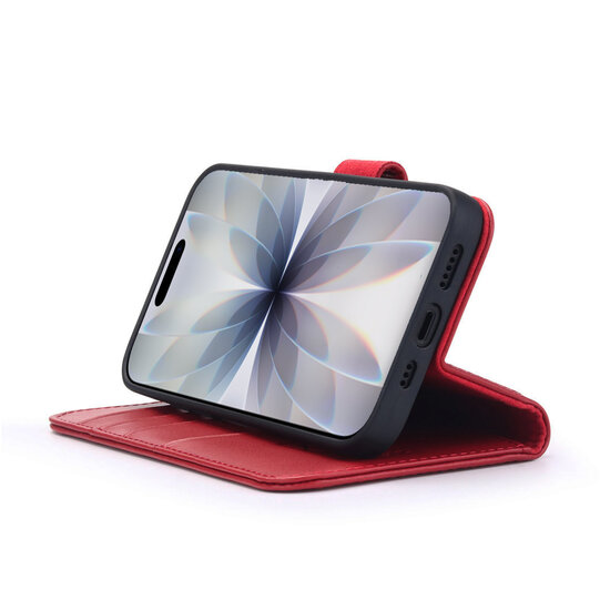 iPhone 17 Hoesje - Luxe Leren MobyDefend Wallet Bookcase - Rood