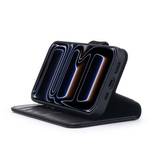 iPhone 17 Pro Hoesje - Luxe Leren MobyDefend Wallet Bookcase - Zwart