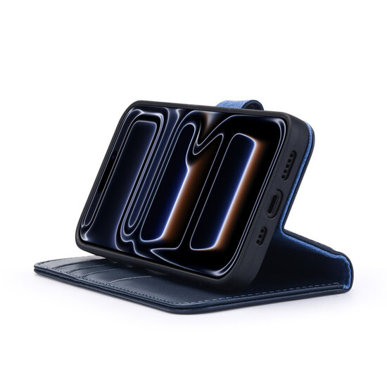 iPhone 17 Pro Hoesje - Luxe Leren MobyDefend Wallet Bookcase - Blauw