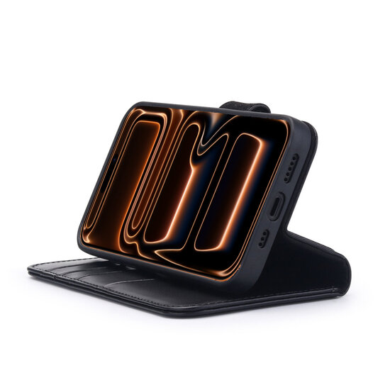 iPhone 17 Pro Max Hoesje - Luxe Leren MobyDefend Wallet Bookcase - Zwart