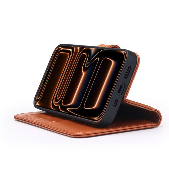 iPhone 17 Pro Max Hoesje - Luxe Leren MobyDefend Wallet Bookcase - Bruin