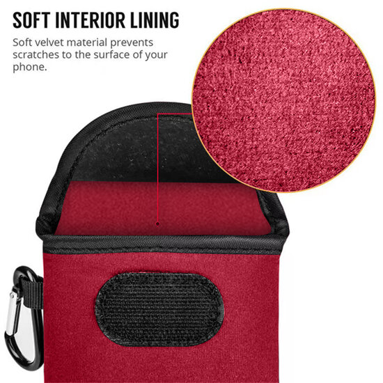 Hoesje voor Samsung Galaxy S25 FE - MobyDefend Neopreen Pouch Met Karabijnhaak - Insteekhoesje - Riemlus Hoesje - Rood