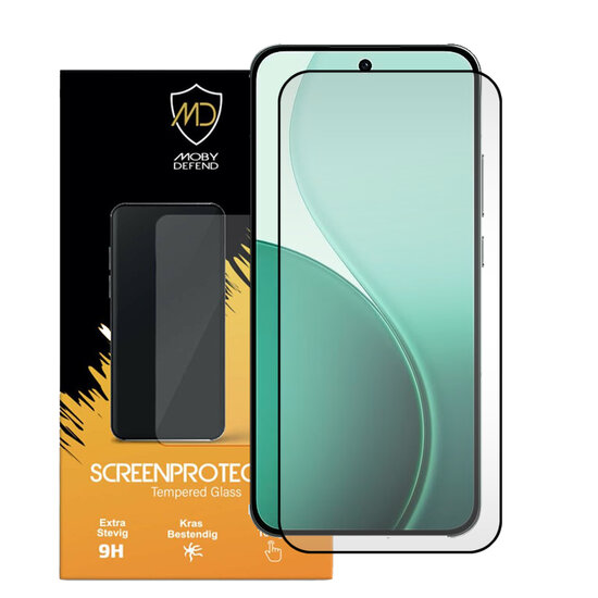 Oppo Reno14 Screenprotector - MobyDefend Screensaver Met Zwarte Randen - Gehard Glas 