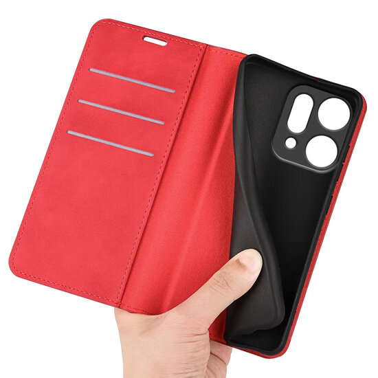 Oppo Reno14 Hoesje - MobyDefend Luxe Wallet Bookcase (Magnetische Sluiting) - Rood