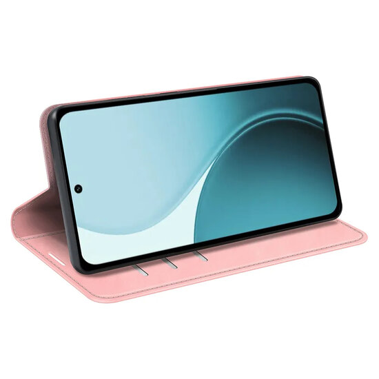 Oppo Reno14 Hoesje - MobyDefend Luxe Wallet Bookcase (Magnetische Sluiting) - Roze