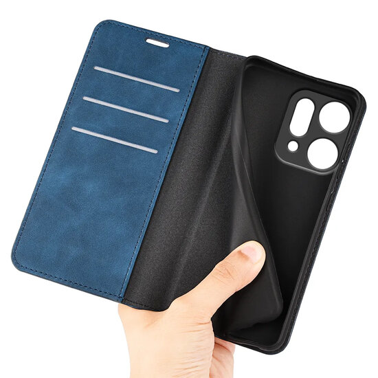 Oppo Reno14 Hoesje - MobyDefend Luxe Wallet Bookcase (Magnetische Sluiting) - Blauw