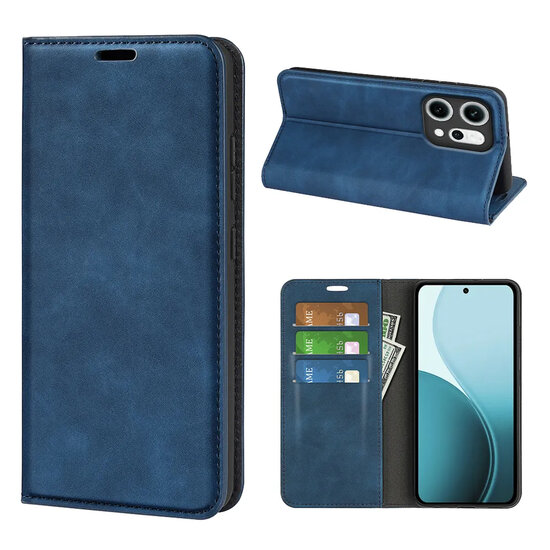 Oppo Reno14 Hoesje - MobyDefend Luxe Wallet Bookcase (Magnetische Sluiting) - Blauw