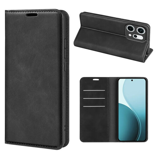 Oppo Reno14 Hoesje - MobyDefend Luxe Wallet Bookcase (Magnetische Sluiting) - Zwart